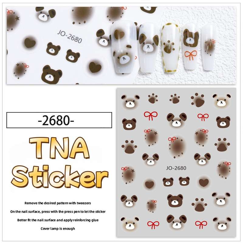 TNA Bear Nail Sticker JO2476-2681 8*10cm -JO-2680