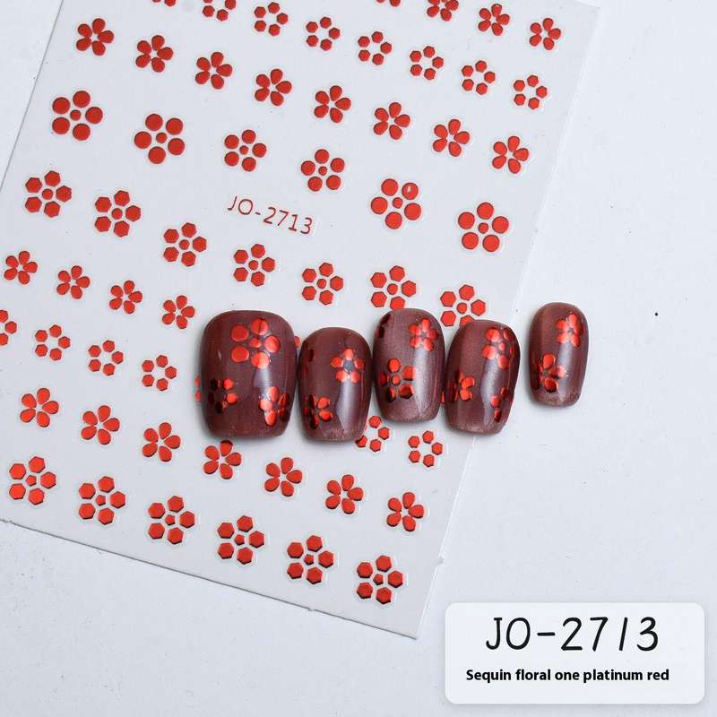 TNA sequin platinum floral  8*10cm -JO2713-Red