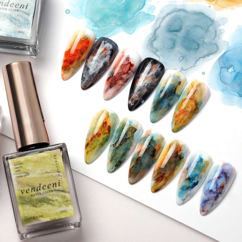 Clearance Sale - Vendeeni Glitter Blossom Gel 15ml 12 Colors Blossom Gel Marble Nail Ink