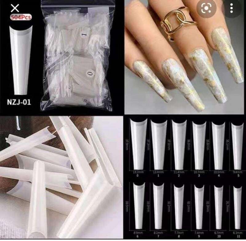 3XL Long Coffin Tips 600pcs message color white or clear