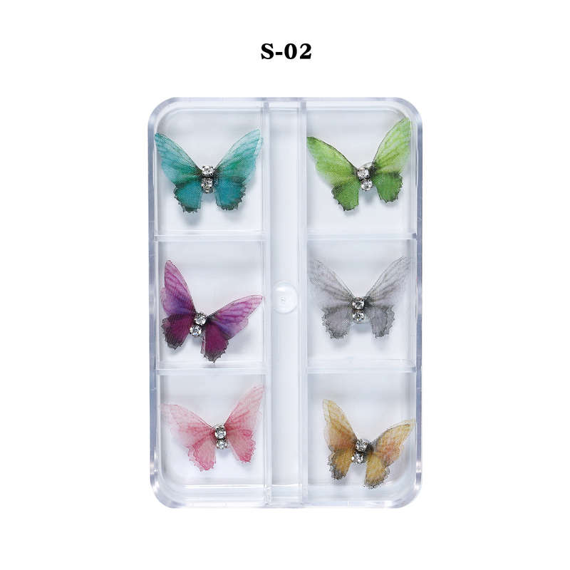 6 Grids 3D Big Butterfly Nail Decoration message box number
