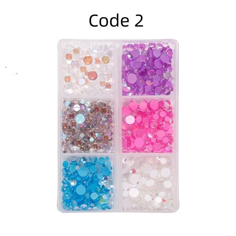 Resin Mermaid Candy Round Flat Bottom Nail Decoration-2