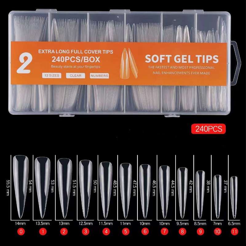 Extra Long Square Gel x Nail Tips 240PCS XXXL number 2