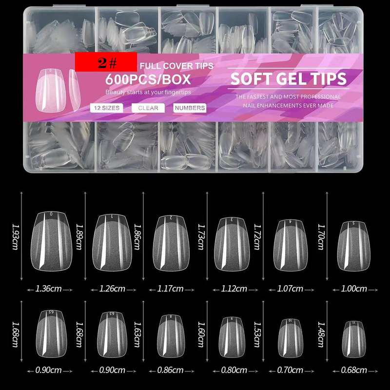 Extra Long Round Gel x Nail Tips 600pcs XXS number 2
