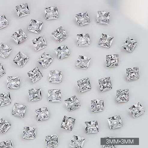 Zircon Rhinestone A001 Square Flat Bottom 50pcs - 3*3mm Clear