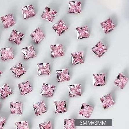 Zircon Rhinestone A001 Square Flat Bottom 50pcs - 2*2mm Pink