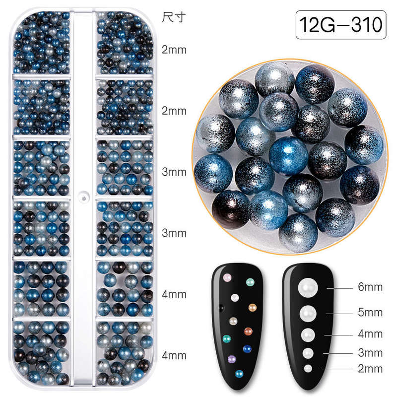 12 Grids Color Pearl Nail Decoration -   12G310