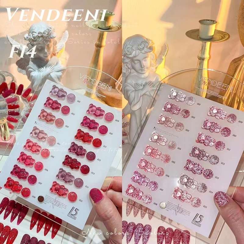 Vendeeni F14 Reflective Glitter Sparkling Diamond Gel Polish 15ml set of 15 colors