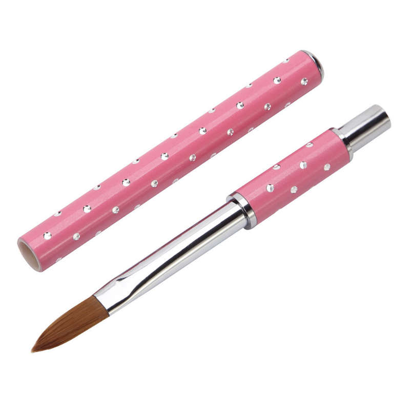 Pink Acrylic Brush with diamond handle message brush size