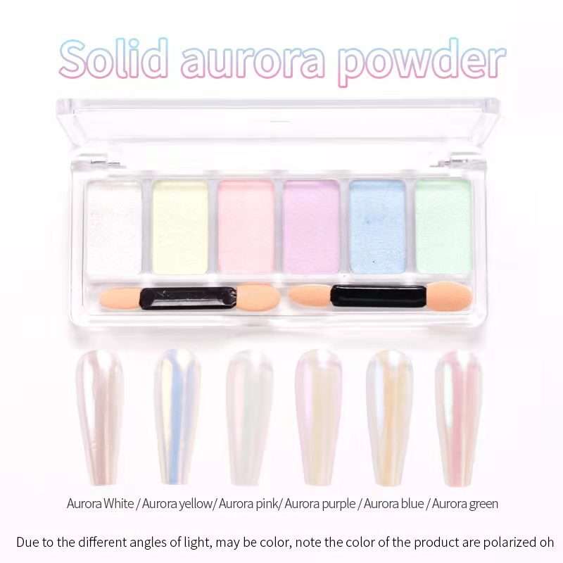 6 Colours Solid Mirror Chrome Powder- Solid Aurora Powder