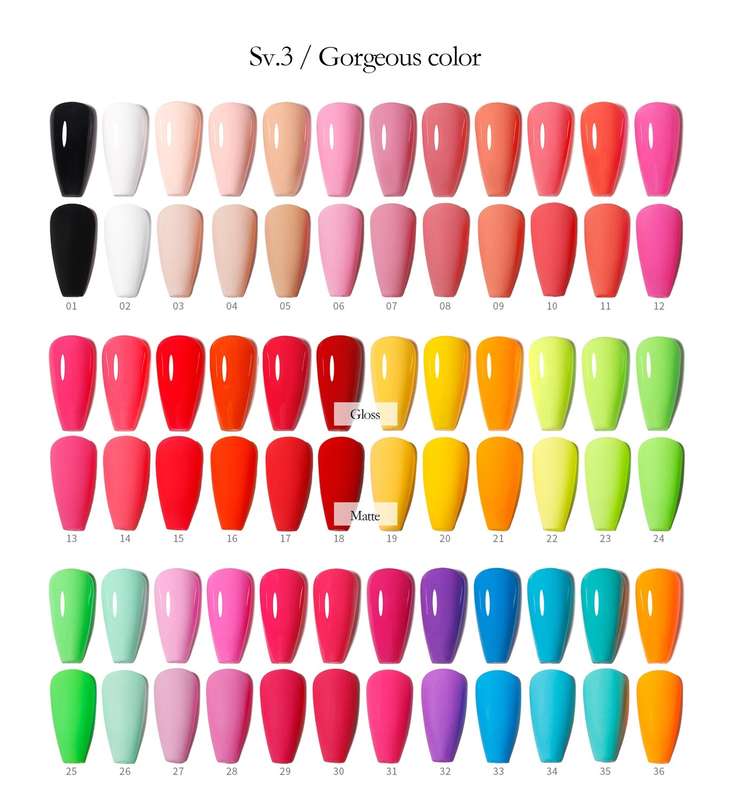 Vendeeni 36 Colors + 3 Gel with classic color chart Set 3