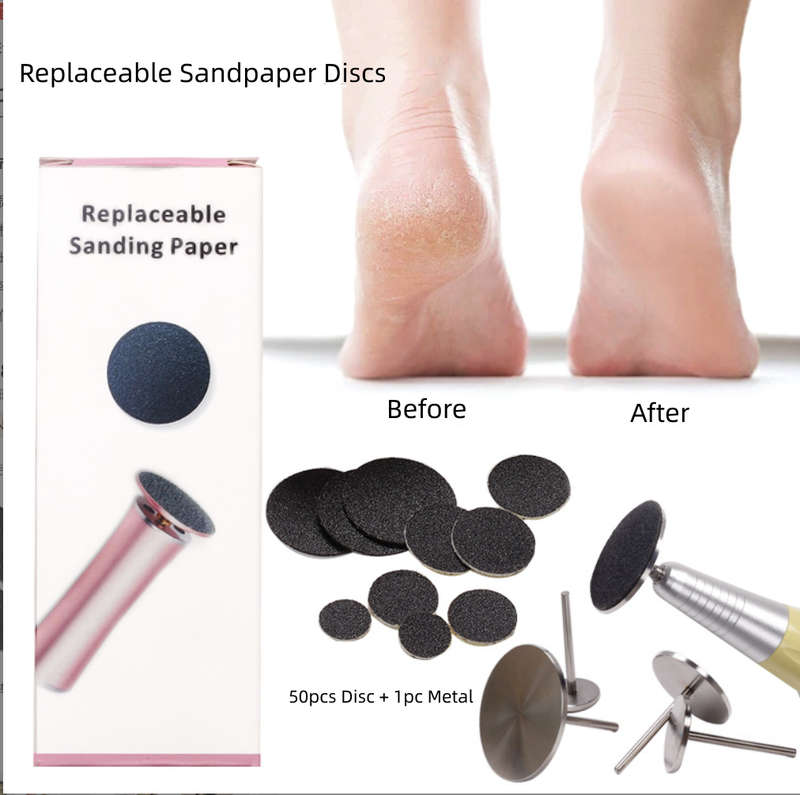 Replaceable Sanding Discs 50pcs with 1pc Metal for Electric Foot Files 120 grid -   25mm