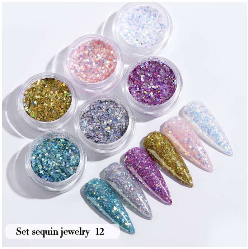 Charms 6 color's Sparkly Glitter set 12