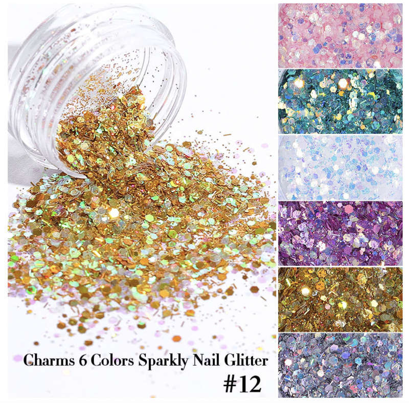 Charms 6 color's Sparkly Glitter set 12