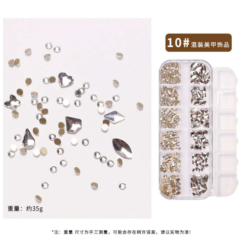 12 Grids Flat Bottom Round + Shaped Rhinestone
