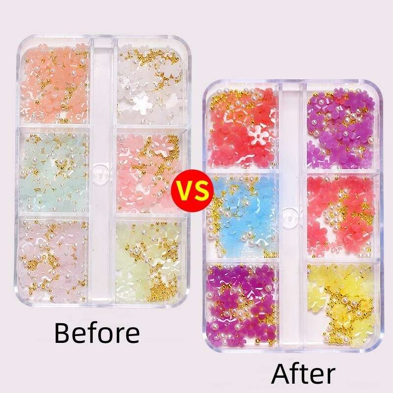 Resin Five-petal flower light-changing three-dimensional small flower ornaments