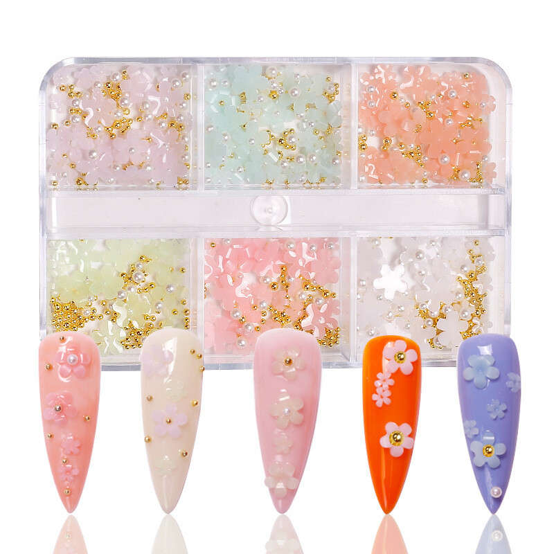 Resin Five-petal flower light-changing three-dimensional small flower ornaments