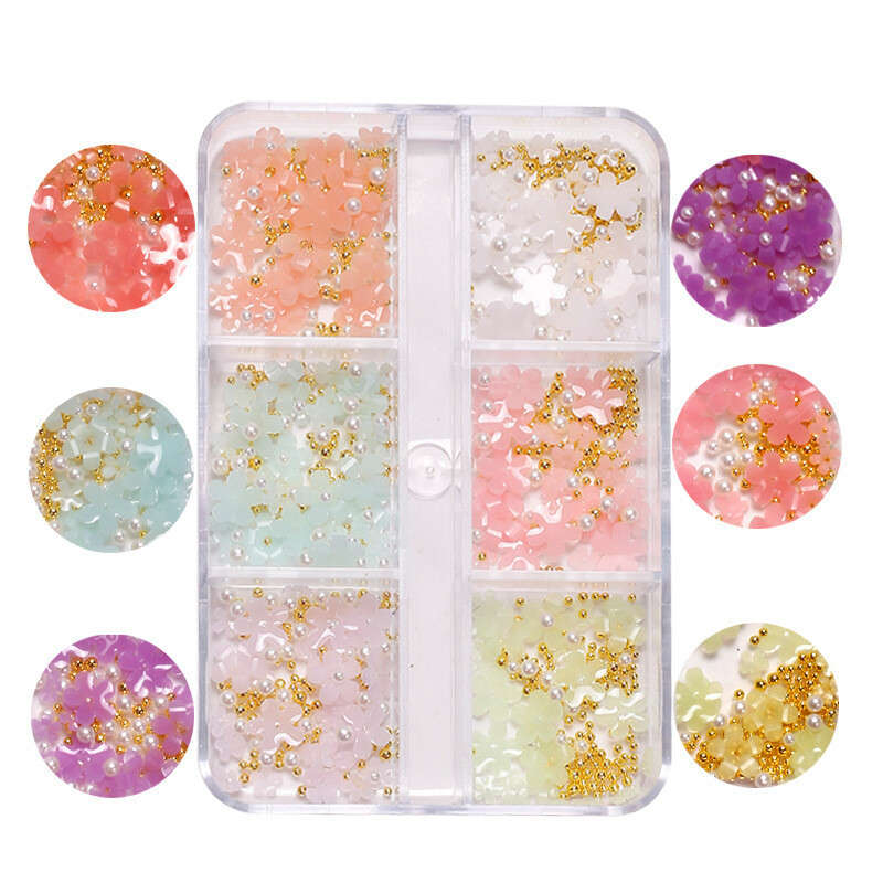 Resin Five-petal flower light-changing three-dimensional small flower ornaments
