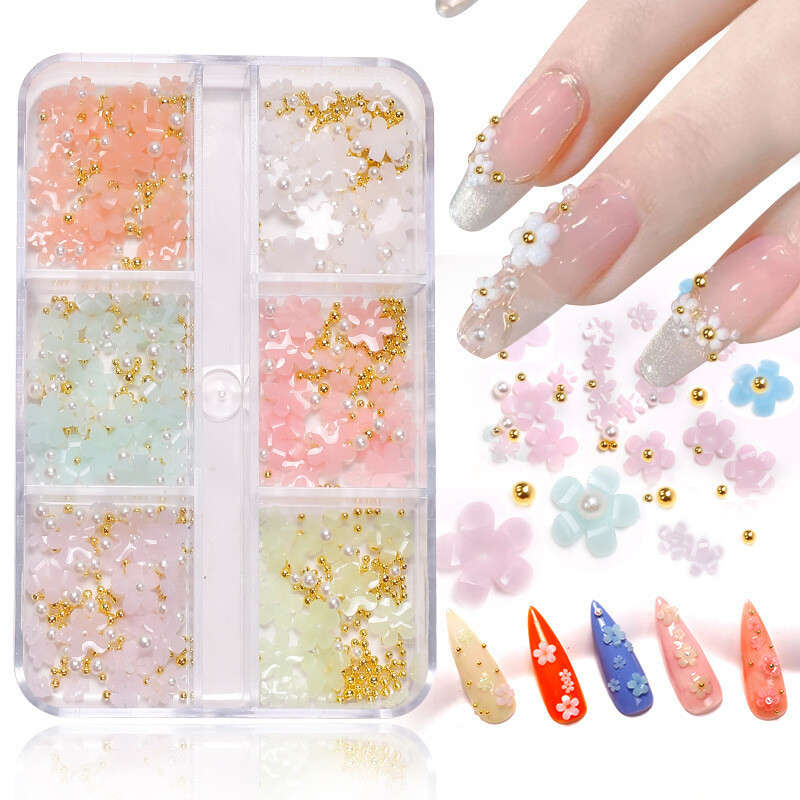 Resin Five-petal flower light-changing three-dimensional small flower ornaments