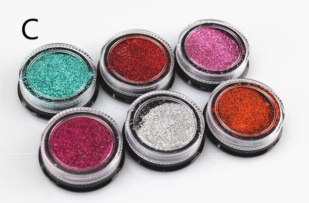 Rainbow Fine Glitter 6pcs - C