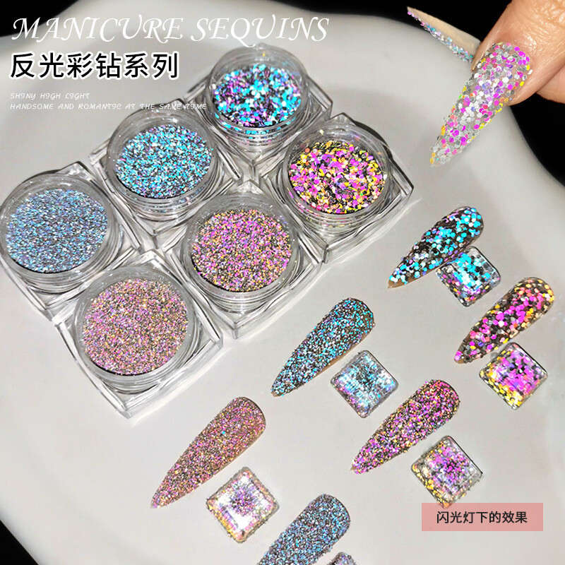 Diamond Chipping Reflective Disco Glitter 6pcs