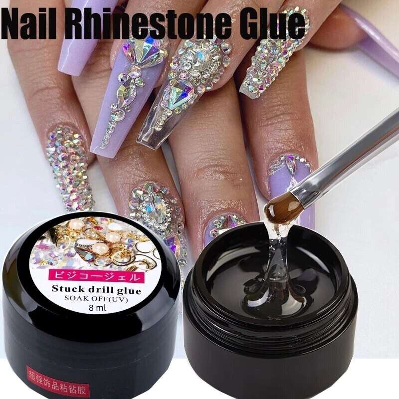 Nail Art Rhinestone Glue Transparent DIY Sticky Lasting UV Gel Jewelry Stuck Drill Glue Decoration T