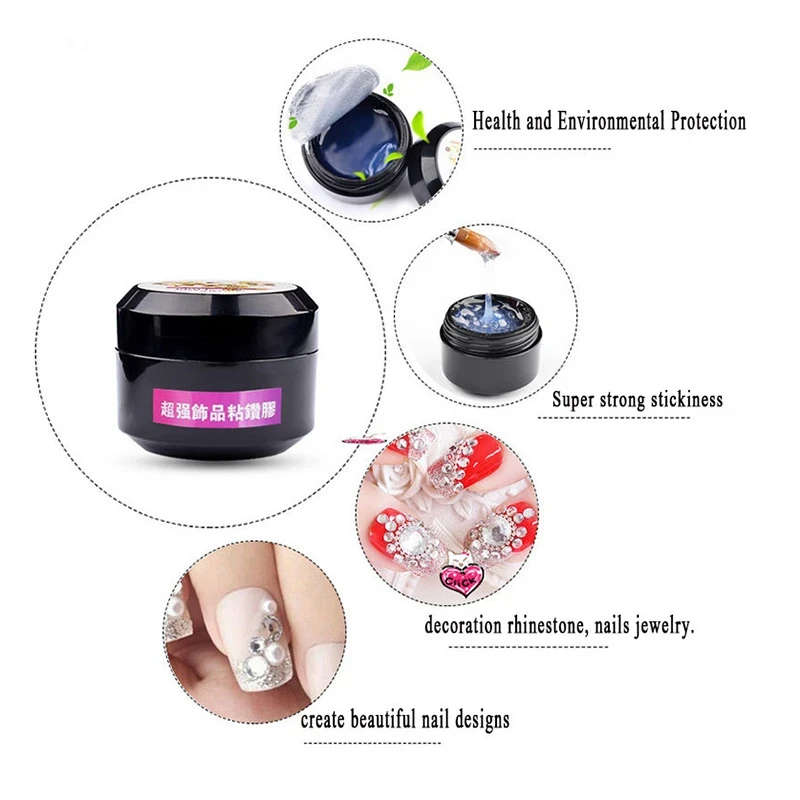 Nail Art Rhinestone Glue Transparent DIY Sticky Lasting UV Gel Jewelry Stuck Drill Glue Decoration T