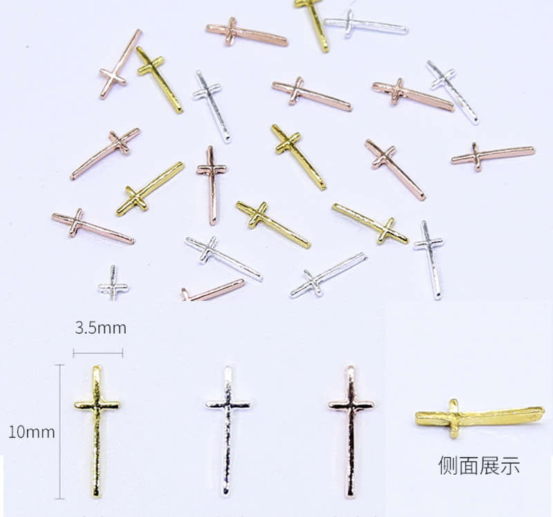 Metal Cross Alloy Nail Jewelry ( 10pcs )- Siver