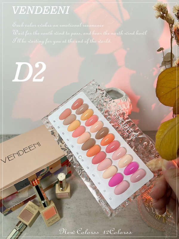 Vendeeni Solid Pure Gel Nail Polish 12 Colors/Set 15ml + D02 Free Color Chart