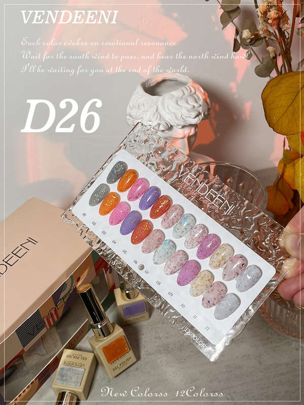 Vendeeni Reflective Glitter Sparkling Diamond Gel Polish 15ml 12 colors/Set + D26 Free Color Chart