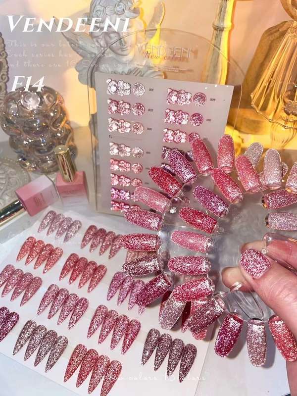 Vendeeni F14 Reflective Glitter Sparkling Diamond Gel Polish 15ml set of 15 colors