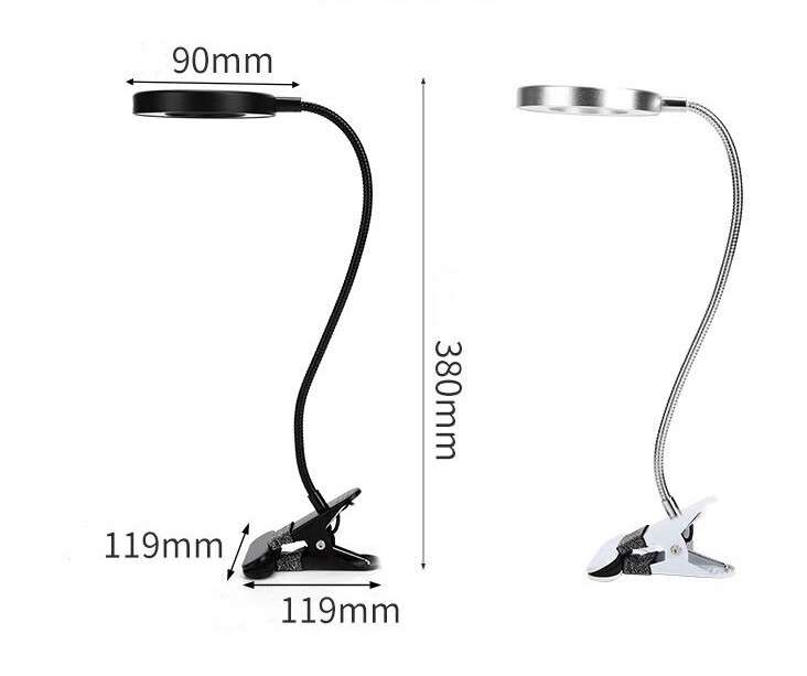 FX001 LED Desk Table Clip Lamp 7W USB Cable black