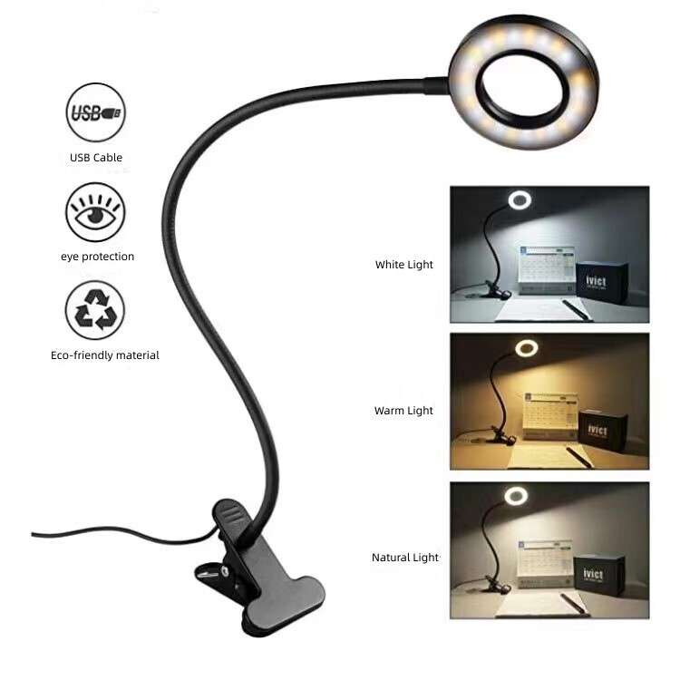 FX001 LED Desk Table Clip Lamp 7W USB Cable