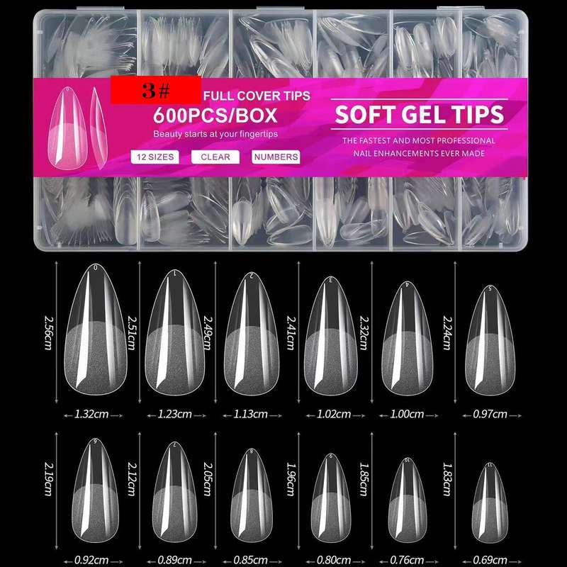 Extra Long Round Gel x Nail Tips 600pcs XXS number 3