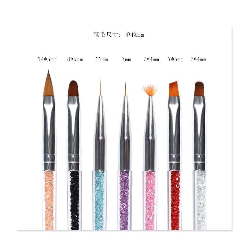 7pcs Mix Colour Diamond handle Manicure Brush