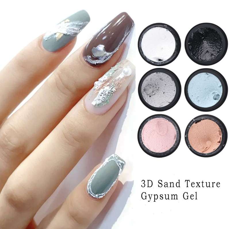 6 Colours 3D Sand Texture Gypsum Gel Nail Plaster Drawing Design Soak Off Nail Art Polish Varnish De