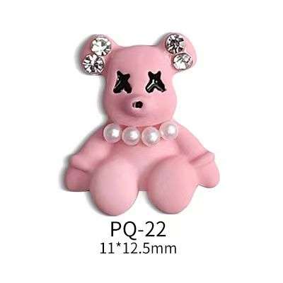 PQ022 Pink Bear Rhinestone 2pcs -   Four Leaf Clover Gold 2pcs