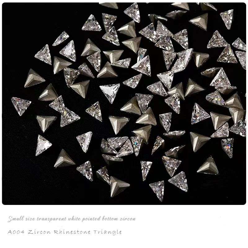 Zircon Rhinestone A004 Triangle Flat Bottom 30pcs-   3*3mm Pink