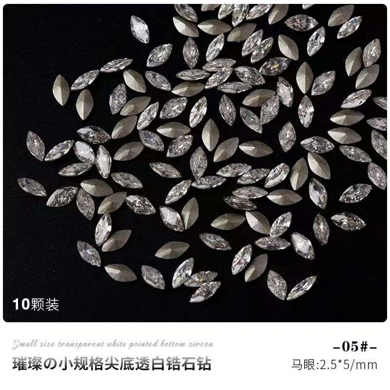 Zircon Rhinestone A002 Eye Horse Flat Bottom 50pcs- 2.5*5mm Clear
