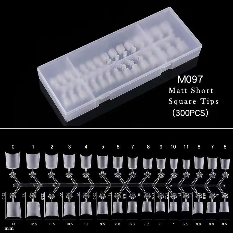 Short Square Matte Ultra Thin Pre-made False Nails Tips 300pcs M097
