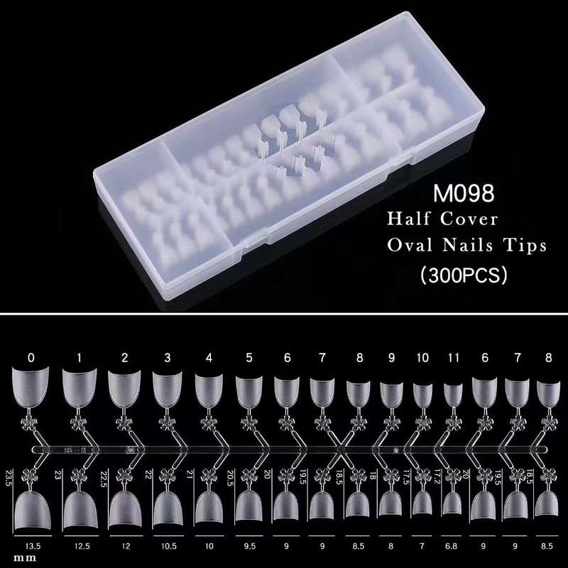 Half Cover Oval Nails Tips Short Round Matte Ultra Thin Pre-made False Nails Tips 300pcs M098