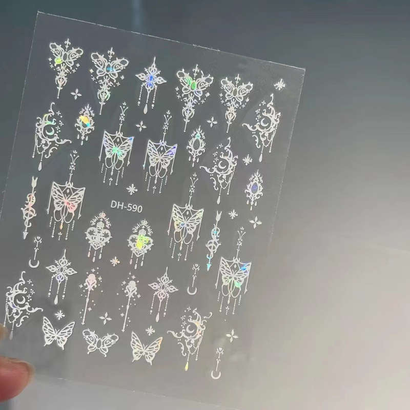 Laser Butterfly Mermaid Tail Nail Sticker message number of sticker