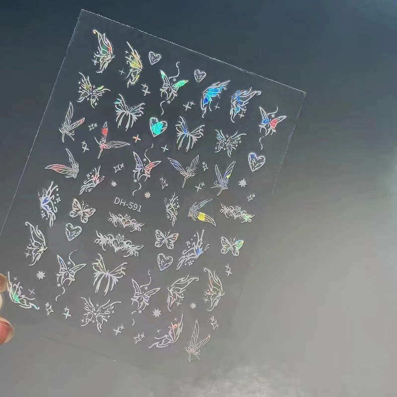 Laser Butterfly Mermaid Tail Nail Sticker message number of sticker