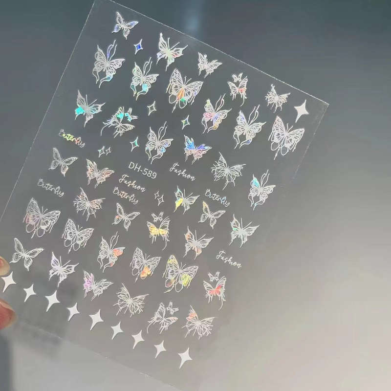 Laser Butterfly Mermaid Tail Nail Sticker message number of sticker