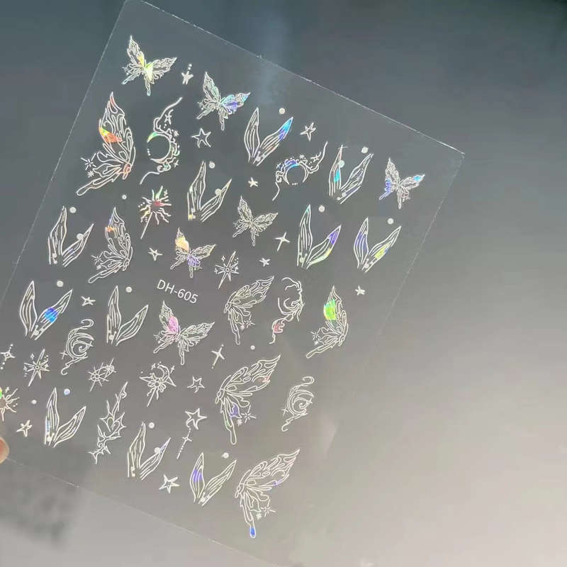 Laser Butterfly Mermaid Tail Nail Sticker message number of sticker