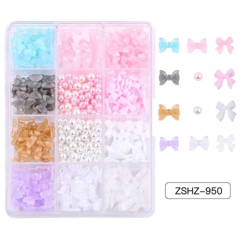 ZSHZ-950/12 grids mix colour bow mix colour pearl