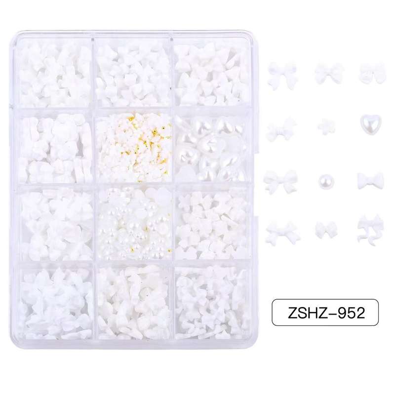 ZSHZ-952/12 grids white bow mix white pearl