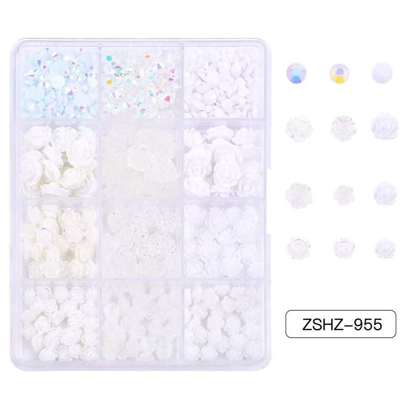 ZSHZ-955/12 grids white rose mix white AB pearl