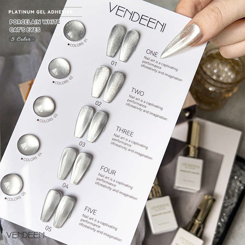 Porcelain White Cat Eye Gel Polish 15ml only number 1 and 2 left message number