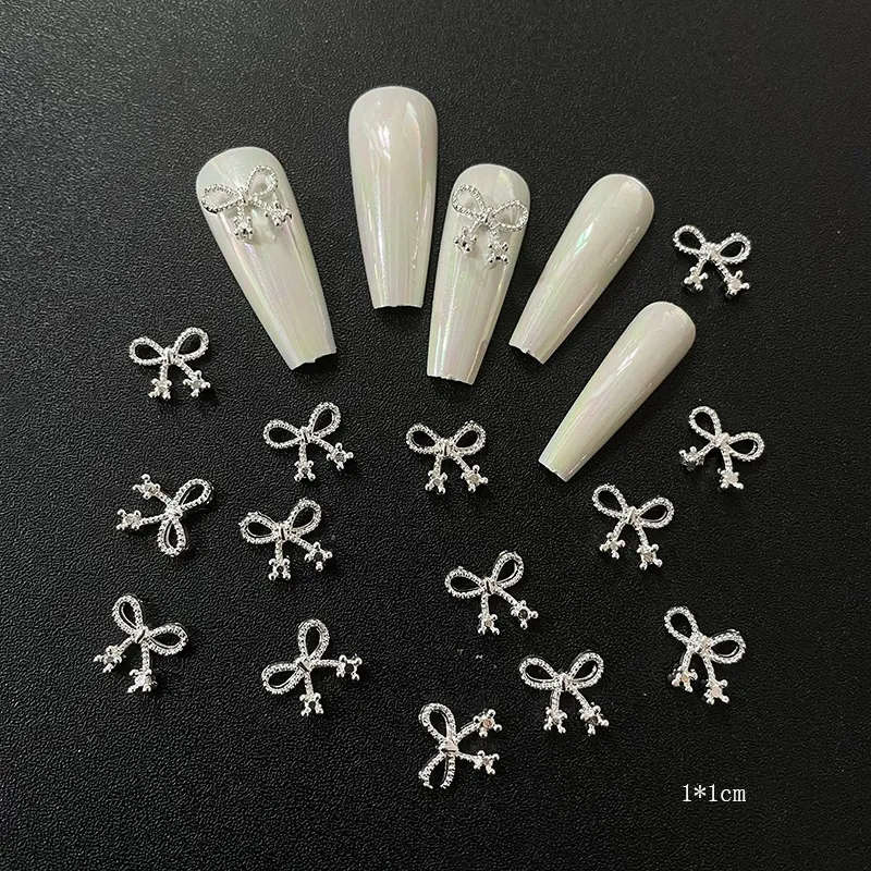 Alloy Butterfly Nail Rhinestones 10pcs  Silver